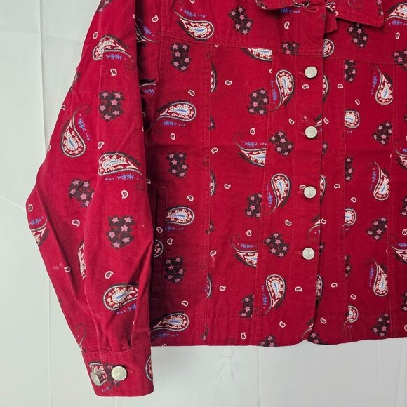 Cabelas Button Up Shirt Womens Small Red Paisley Western Cotton Top - Picture 7 of 9
